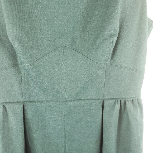 J. Crew Sheath Dress Women 4 Teal Green Wool Blend Career Sleeveless Pleated - Picture 4 of 10